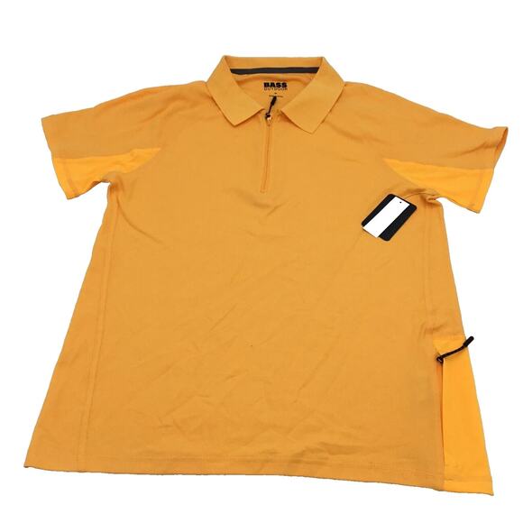 BASS OUTDOOR Half Zip Tech Hiker Polo Shirt, Blazing Orange Size XL Short Sleeve - Picture 1 of 3